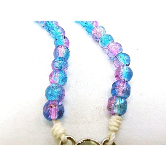 Child Rosary Necklace Blue Pink Beads Metal Cross Holy Family Picture Catholic - Picture 8 of 11